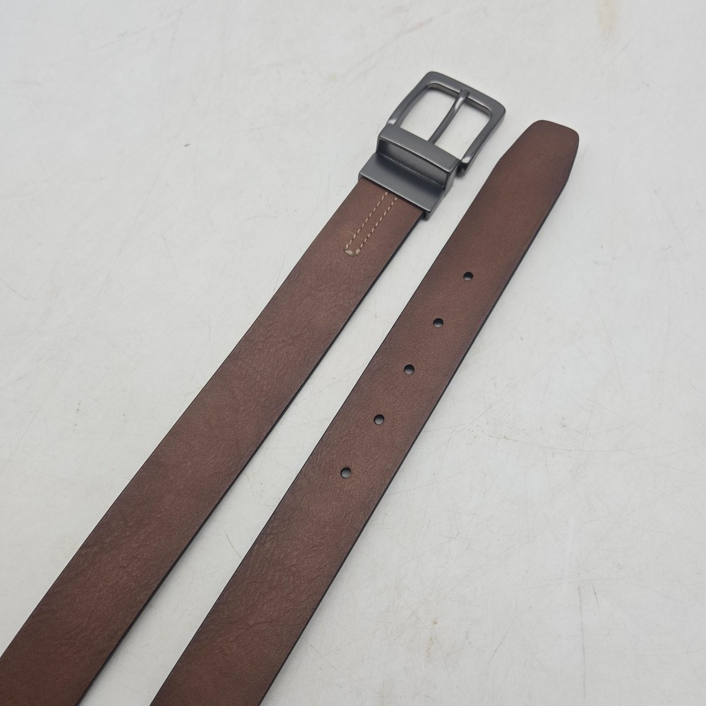 Structure Belt Brown Black Reversible Leather Mens 36 Gunmetal Buckle NWOT